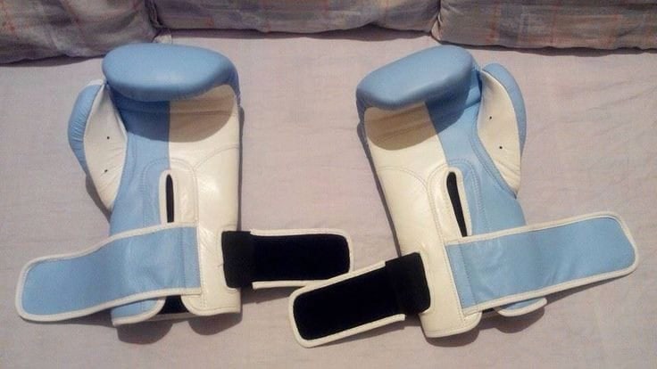Sky blue and cream boxing gloves
