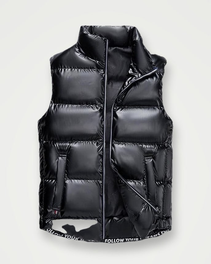 Gloss black puffer gilet