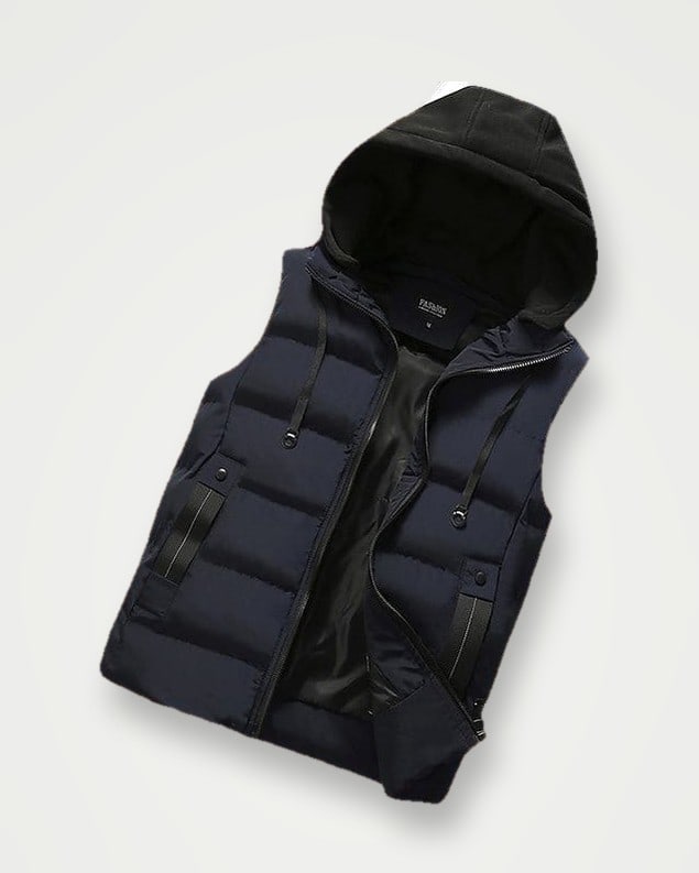 Navy hooded puffer gilet