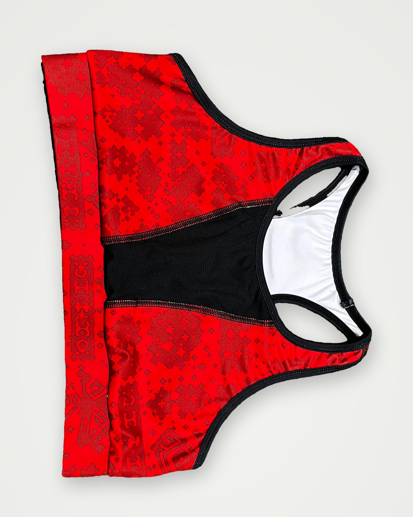Red and black sublimated sports bra
