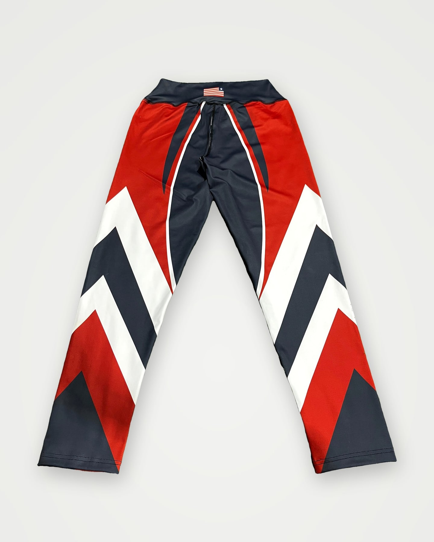 Red, navy and white chevron sublimated leggings